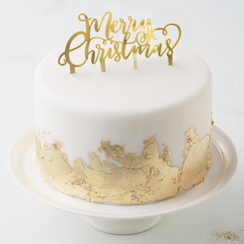 Cake Topper - Merry Christmas - Gold